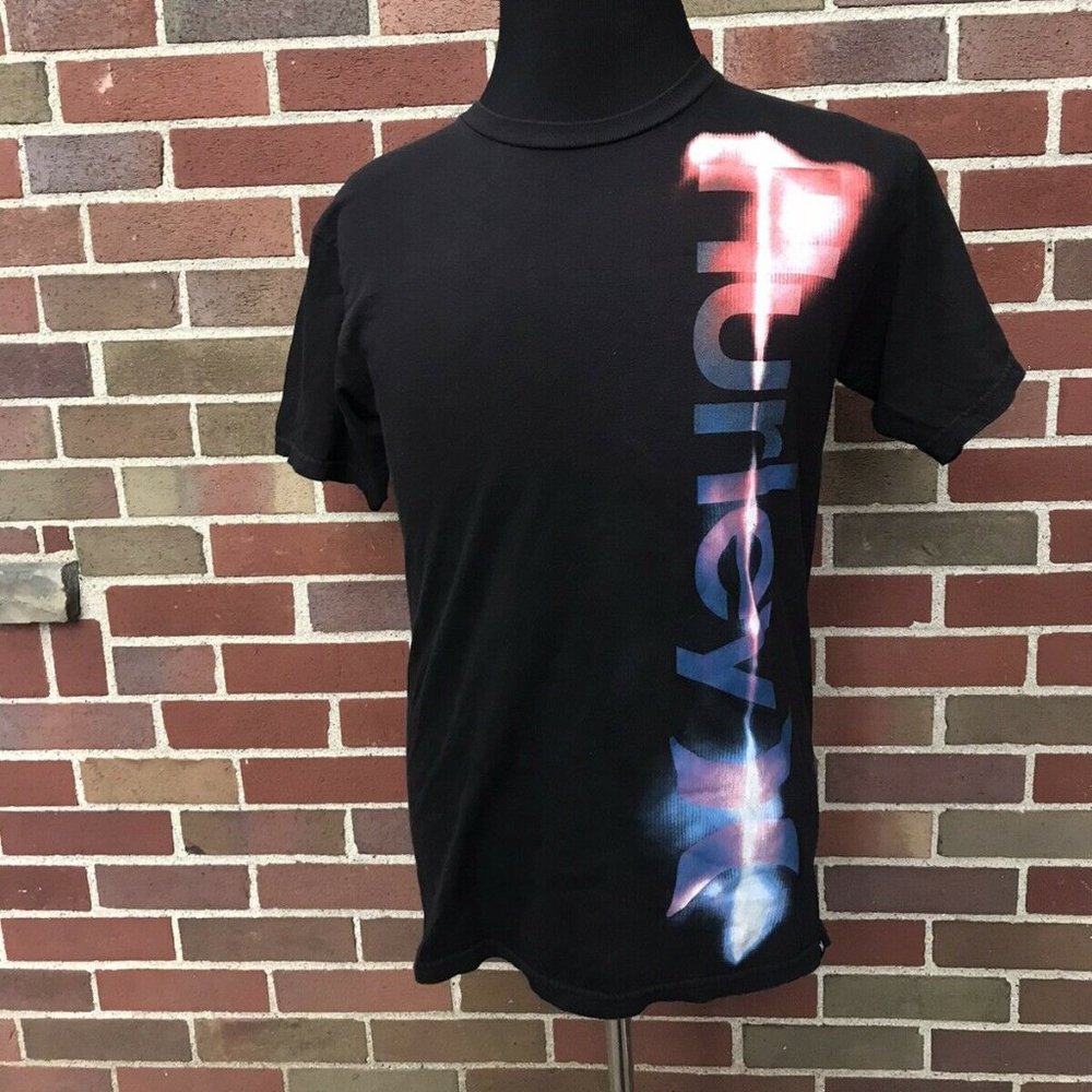Hurley T Shirt Size M Black Distressed Look